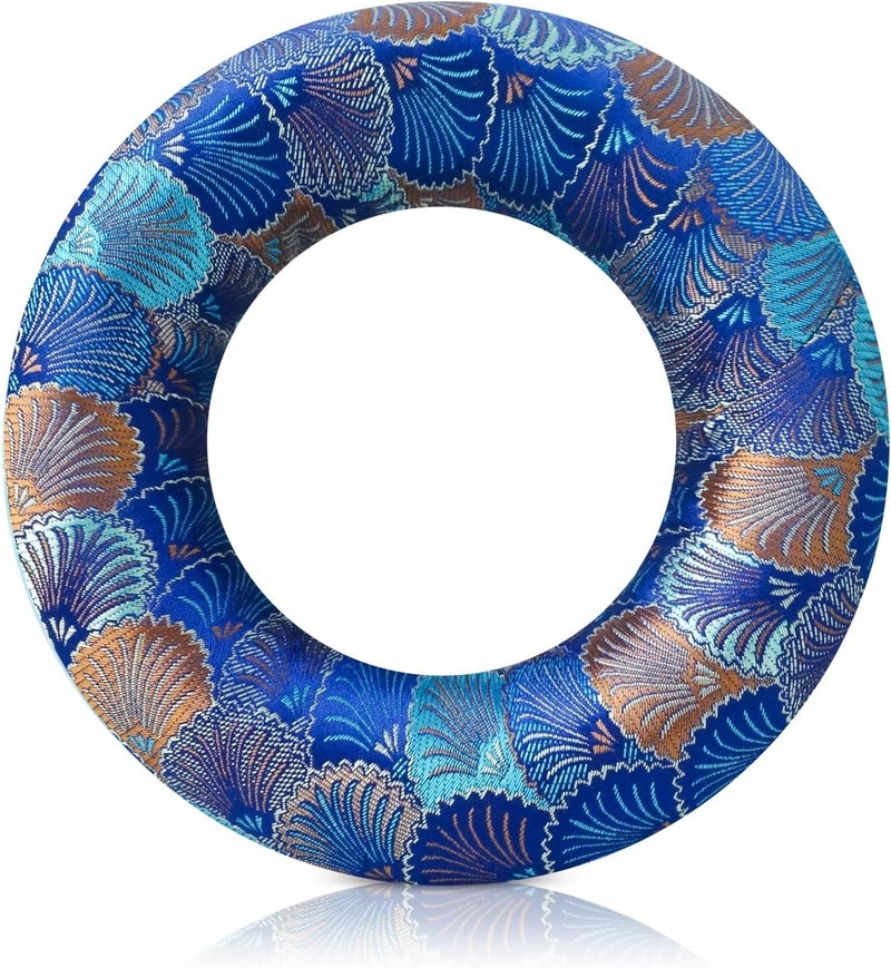 UPCEED Singing Bowl Cushion for Tibetan Singing Bowls, Handmade Silk Brocade Round Cushion Pillow for Sound Healing and Crystal Sound Bowls Accessories(DeepBlue,6.7 Inch) - Image 1